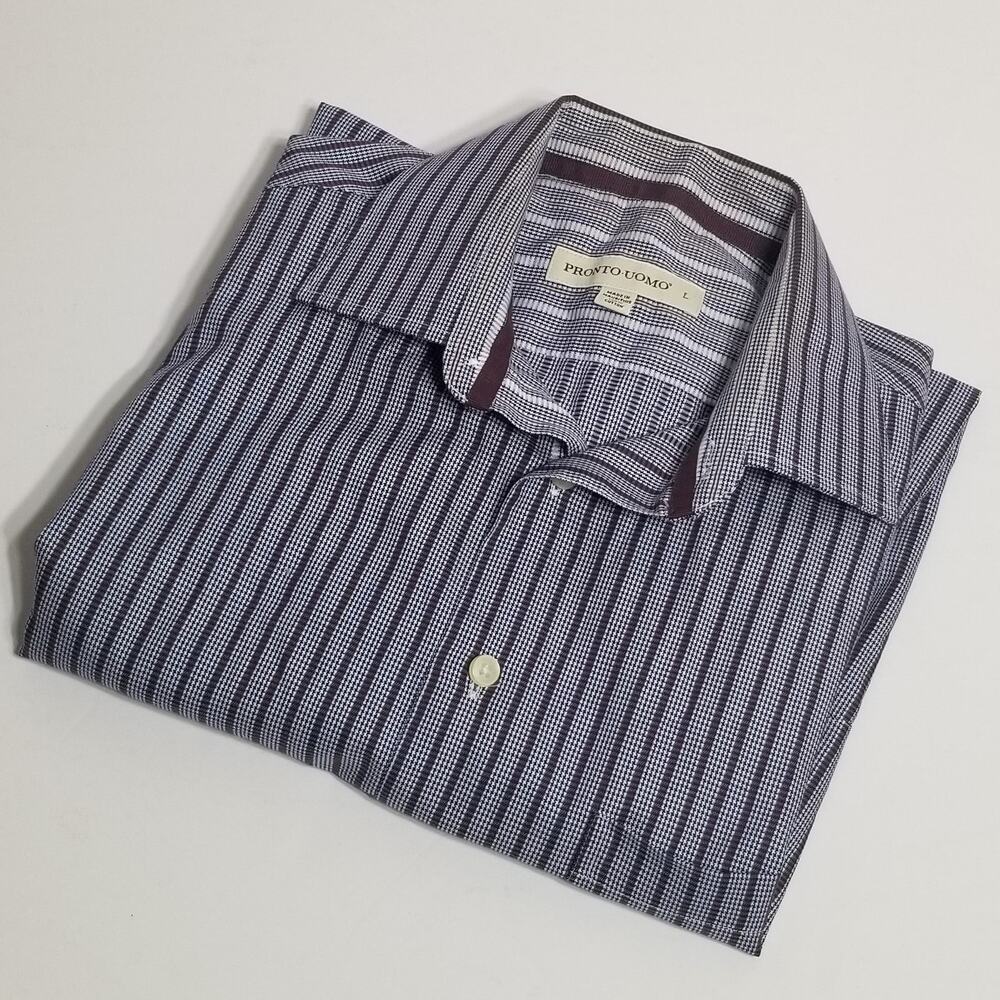 Large Pronto Uomo Long sleeve button down Blue 100% cotton